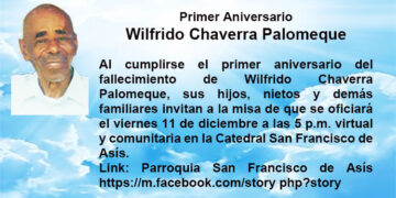 Primer aniversario de Wilfrido Chaverra Palomeque