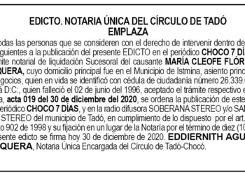 Edicto María Cleofe Flórez de Mosquera