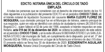 Edicto María Cleofe Flórez de Mosquera