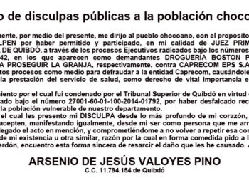 Acto de disculpas públicas a la población chocoana
