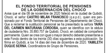 Edicto 1er. aviso Francisco Castro Milán