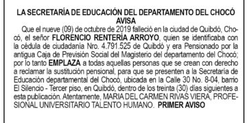 Edicto 1er. aviso Florencio Rentería Arroyo