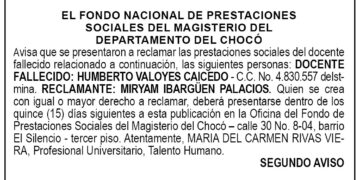 Edicto 2do. aviso Humberto Valoyes Caicedo