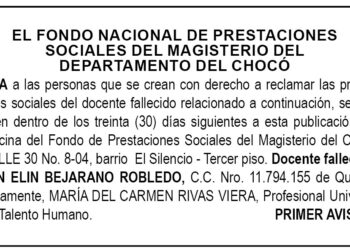 Edicto 1er. aviso Jhon Elin Bejarano Robledo