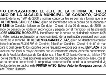 Edicto 1er. aviso Ruth Clemencia Sánchez Díaz