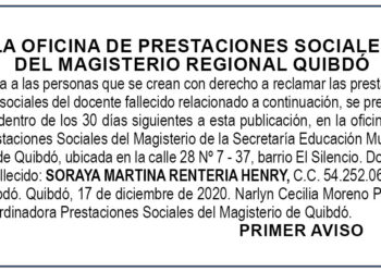 Edicto 1er. aviso Soraya Martina Rentería Henry
