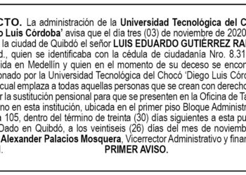 Edicto 1er. aviso Luis Eduardo Gutiérrez Ramos