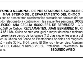 Edicto 2do. aviso Ana Cecilia Mosquera de Bermúdez