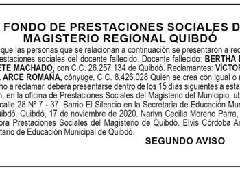 Edicto 2do. aviso Bertha Rosa Copete Machado