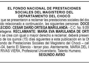 Edicto 2do. aviso César Darío Ortega Marulanda