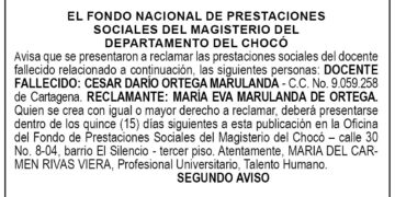 Edicto 2do. aviso César Darío Ortega Marulanda