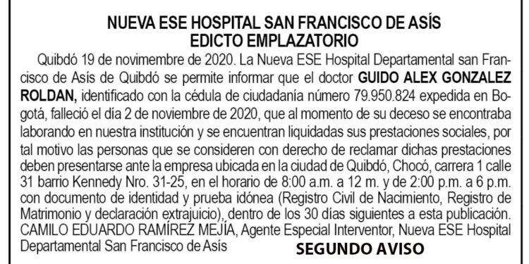 Edicto 2do. aviso Guido Álex González