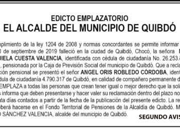 Edicto 2do. aviso María Ezequiela Cuesta Valencia