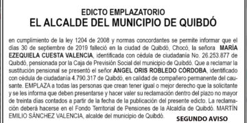 Edicto 2do. aviso María Ezequiela Cuesta Valencia