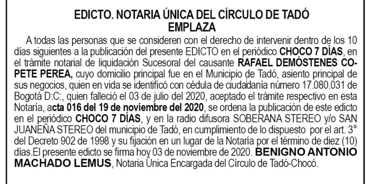 Edicto Rafael Demóstenes Copete Perea