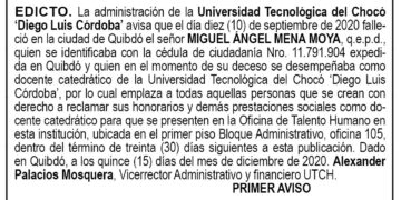 Edicto 1er. aviso Miguel Ángel Mena Moya