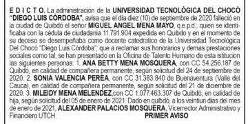 Edicto 1er. aviso Miguel Ángel Mena Mayo