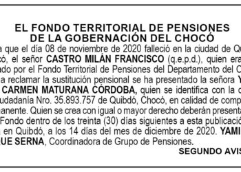 Edicto 2do. aviso Francisco Castro Milán