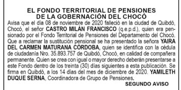 Edicto 2do. aviso Francisco Castro Milán