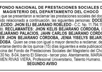 Edicto 2do. aviso Jhon Elí Bejarano Robledo