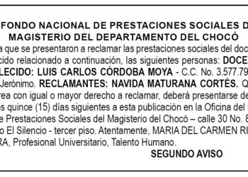 Edicto 2do. aviso Luis Carlos Córdoba Moya