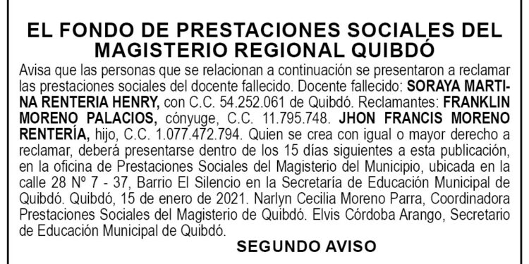 Edicto 2do. aviso Soraya Martina Rentería Henry