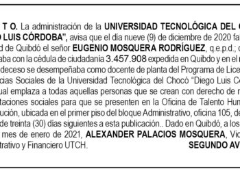 Edicto 2do. aviso Eugenio Mosquera Rodríguez