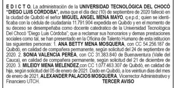 Edicto 3er. aviso Miguel Ángel Mena Mayo