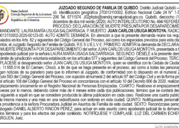 Edicto. Admisión de demanda de muerte presunta por desaparecimiento