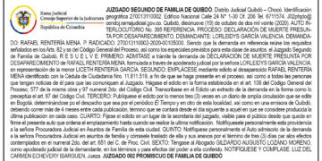 Edicto muerte presunta por desaparecimiento Rafael Rentería Mena