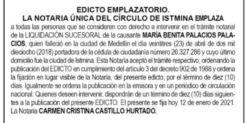 Edicto María Benita Palacios