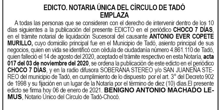 Edicto Antonio Ever Copete Murillo