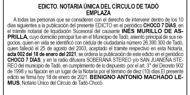 Edicto Inés Murillo de Asprilla
