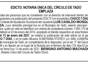 Edicto Luis Casildo Mosquera Perea