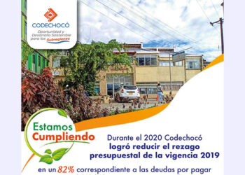 A un año de la administración actual de Codechocó, ésta logró reducir en 84% la deuda con la que fue recibida la entidad en el 2020