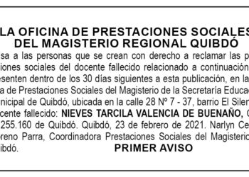 Edicto 1er. aviso Nieves Tarcila Valencia de Buenaño