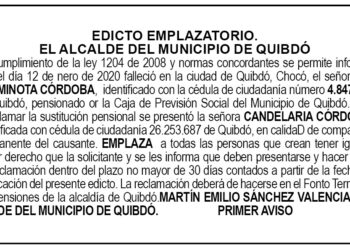 Edicto 1er. aviso Plinio Minota Córdoba