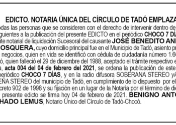 Edicto José Benedito Andrade Mosquera