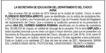 Edicto 2do. aviso Florencio Rentería Arroyo