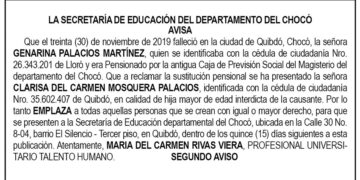 Edicto 2do. aviso Genarina Palacios Martínez