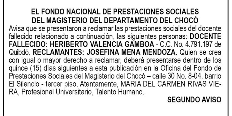 Edicto 2do. aviso Heriberto Valencia Gamboa
