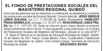 Edicto 2do. aviso Jesús Enrique Lemos Quejada