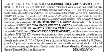 Edicto 2do. aviso Martha Lucía Álvarez Castro
