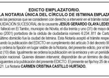 Edicto Jesús Gerardo Olaya Ledesma