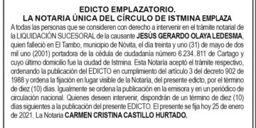 Edicto Jesús Gerardo Olaya Ledesma