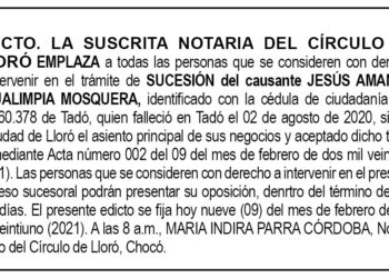 Edicto Jesús Amancio Agualimpia Mosquera