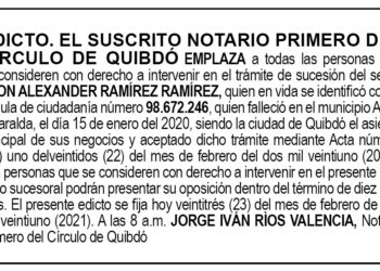 Edicto Jhon Alexander Ramírez Ramírez