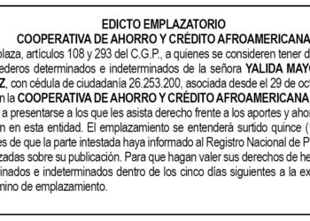 Edicto Yalida Mayo Bermúdez