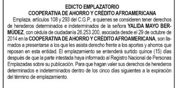 Edicto Yalida Mayo Bermúdez