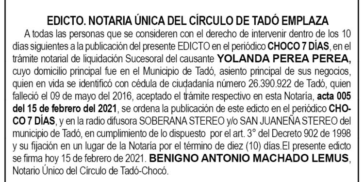 Edicto Yolanda Perea Perea